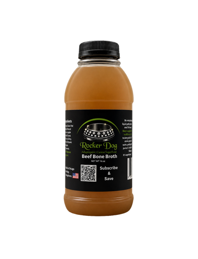1 16oz. bottle of Rocker Dog's Bad to the Bone Beef Bone Broth